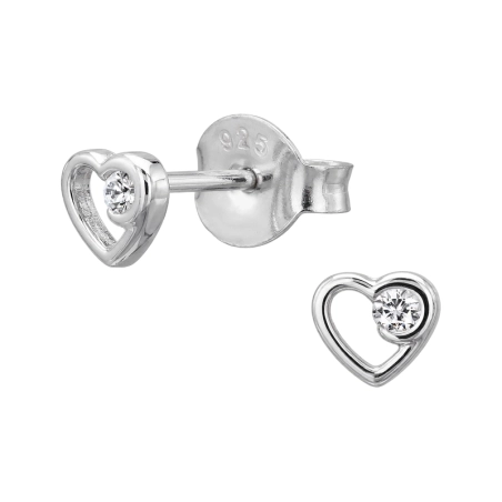 4 Mm-Es Nyitott Szív Alakú Keret Cirkónia stift fülbevaló Észer | All4silver