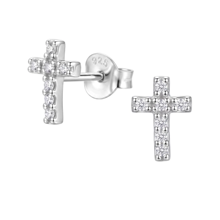 8 mm-Es kereszt cirkóniával Cirkónia stift fülbevaló Észer | All4silver