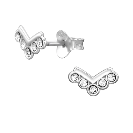 V alakú chevron mintázat kristályokkal kristály stift fülbevaló Észer | All4silver