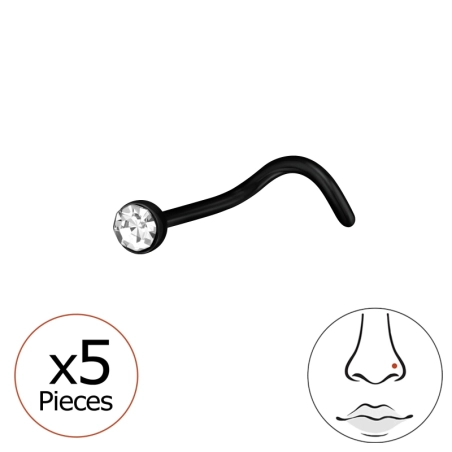 0,8 mm (20 G) X 5 2 Mm-Es Kristály orr piercing szett - Titán Titanium Nose Jewelry